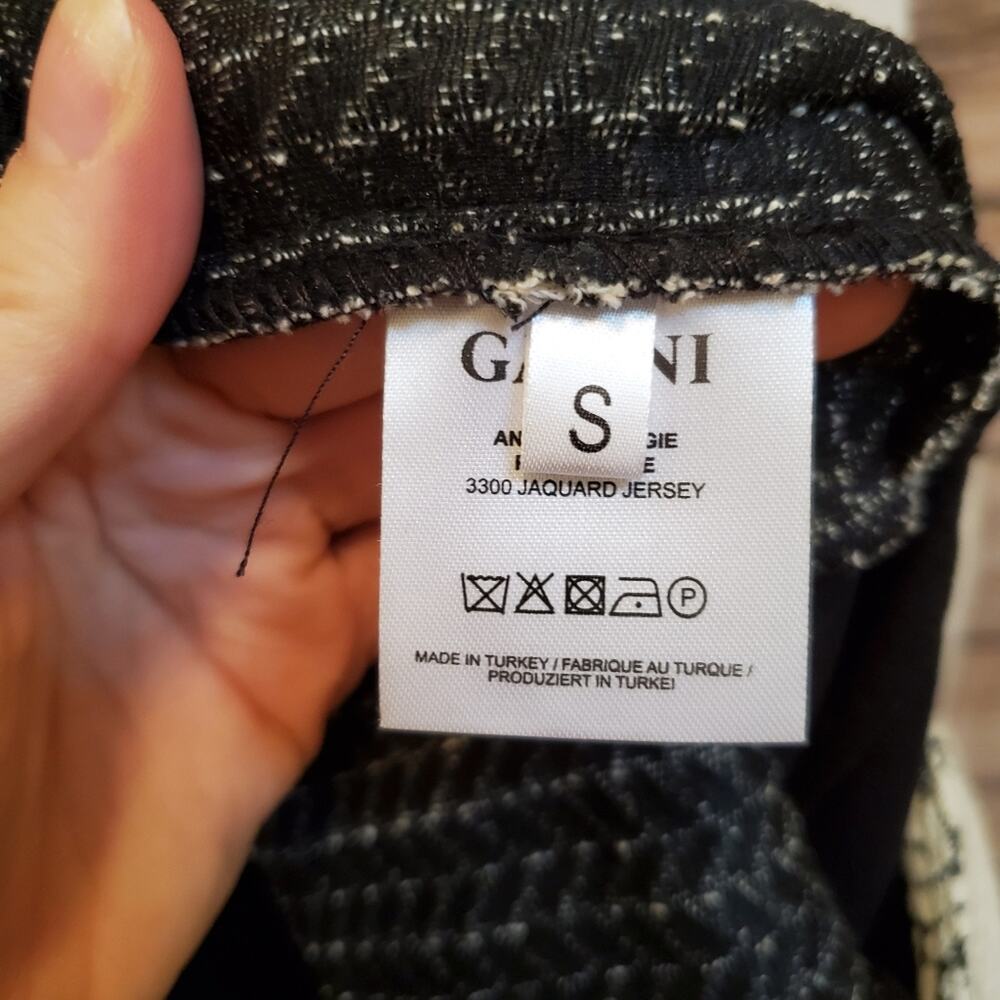 Anthropologie Ganni Jersey Dress Black White Jacquard Small - Picture 7 of 9